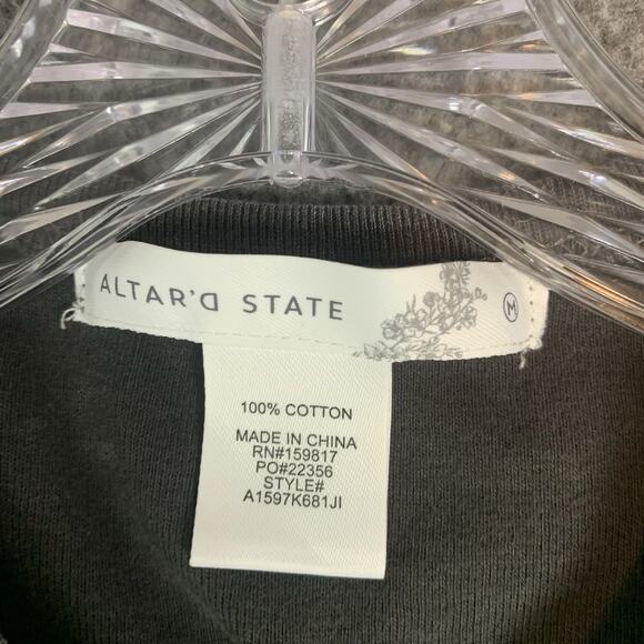 Altar'd State Shirt Womens Medium Echo Tie Back Tank Top Stone Wash Gray Crop - Picture 3 of 6